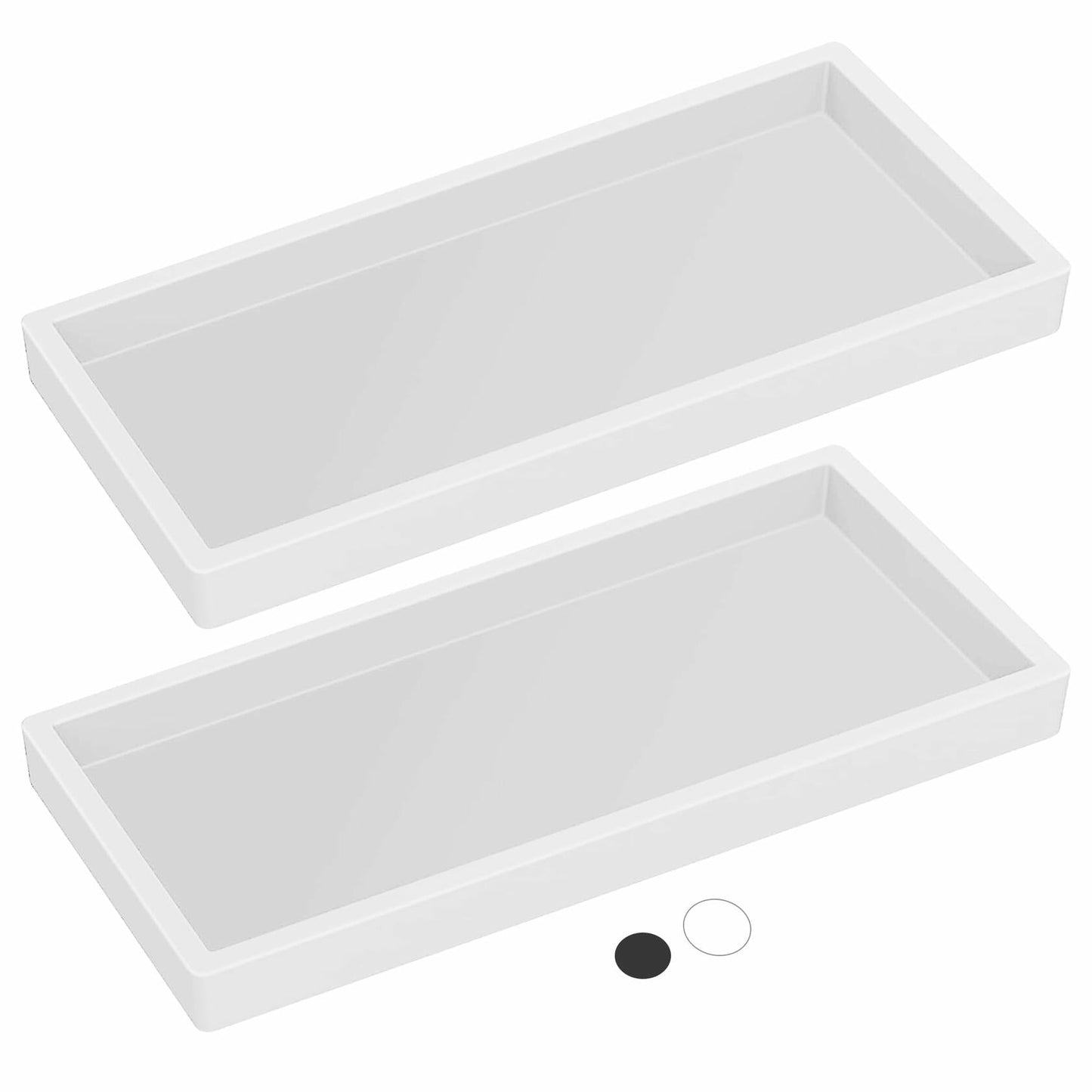 Lavatoria Silicone Countertop Tray 2 Piece Small Bathroom Vanity Organizer White