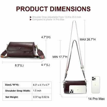 Yonami Genuine Leather Crossbody Purse Small Wine Versatile Everyday