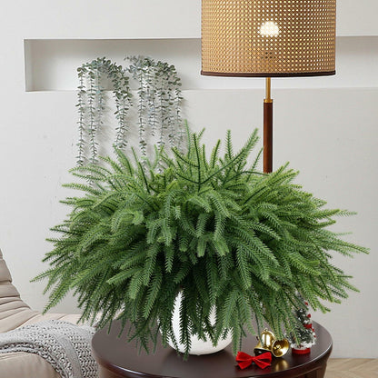 Dushle Norfolk Pine Branches 18in Artificial Greenery Stems 6 Count Green