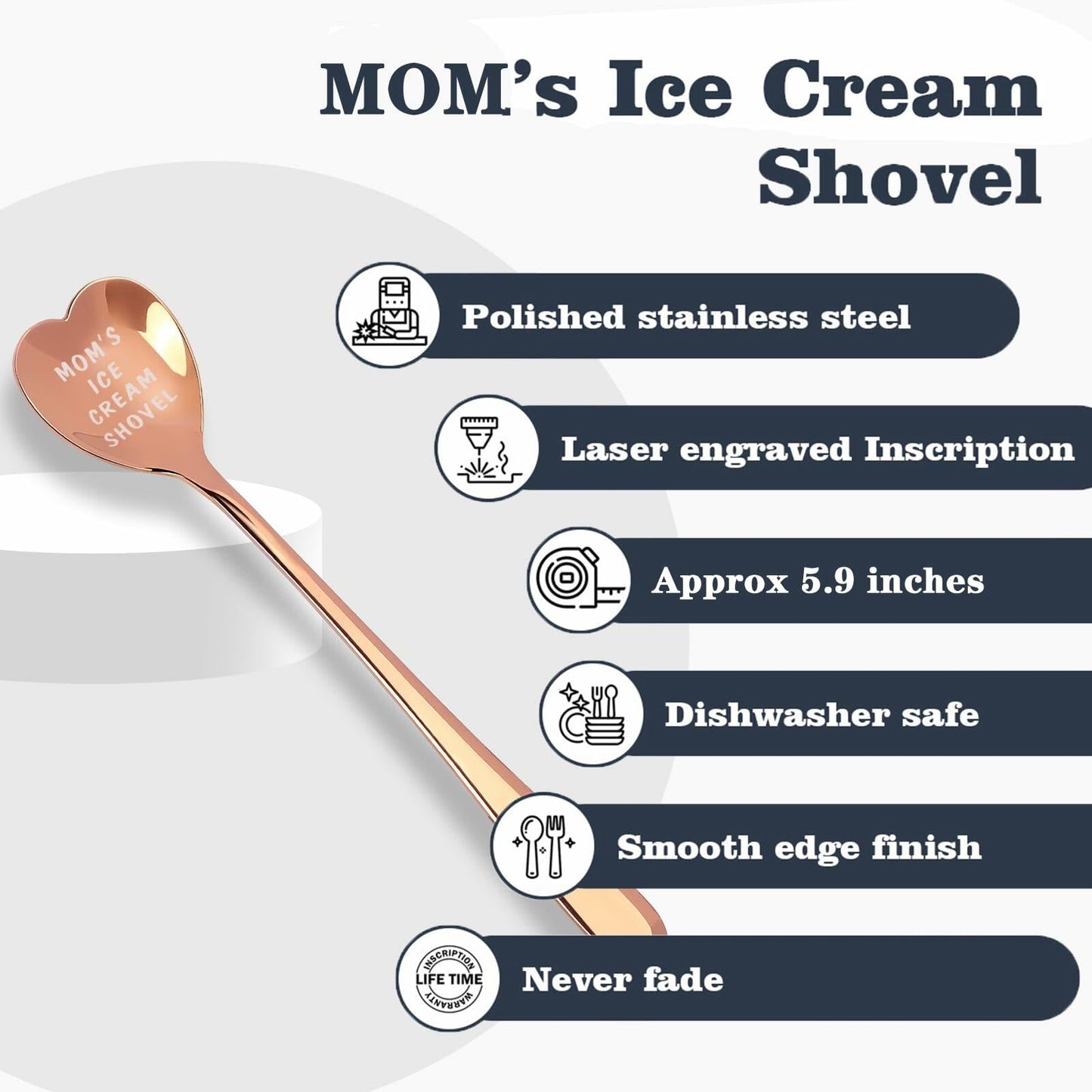 stormroo Engraved Stainless Steel Ice Cream Scoop Spoon Gift for Mom