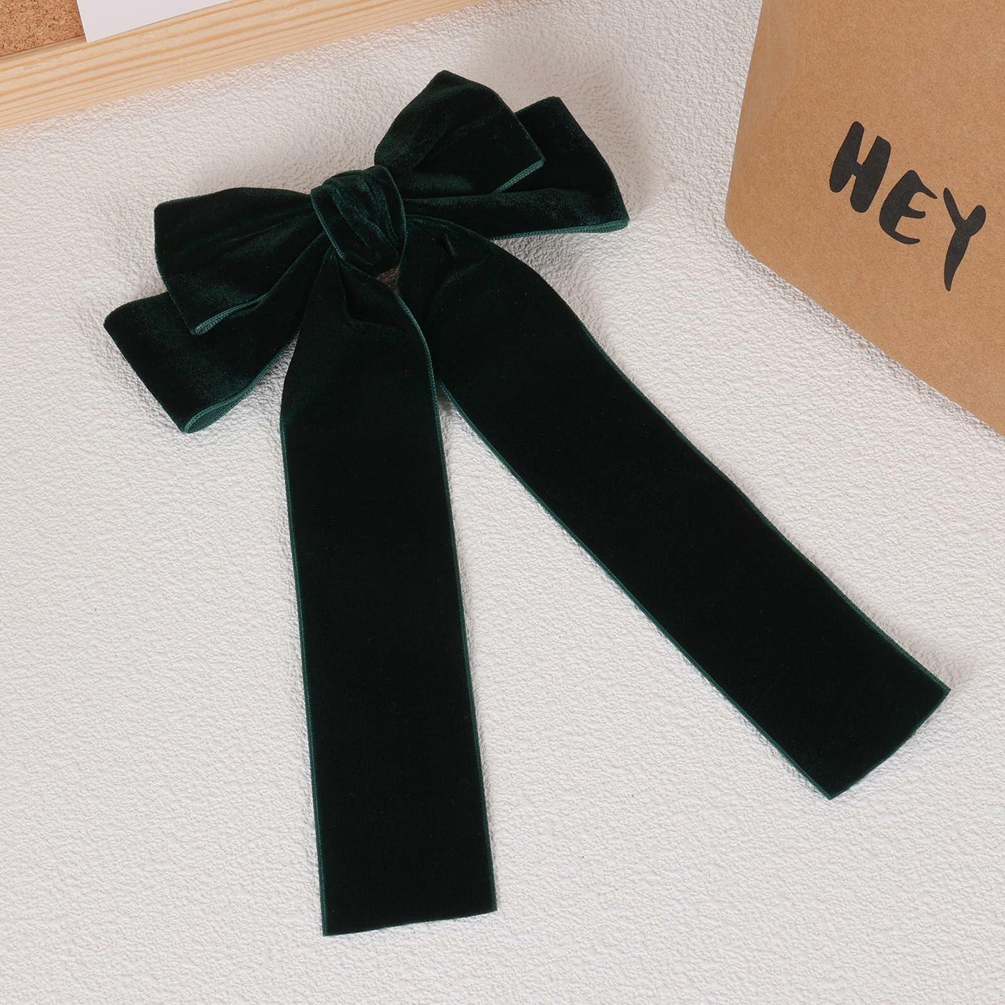 Miroksh Velvet Ribbon Hair Bows Clips Dark Green 2pcs 5.5 Inch