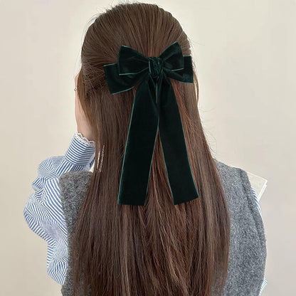Miroksh Velvet Ribbon Hair Bows Clips Dark Green 2pcs 5.5 Inch