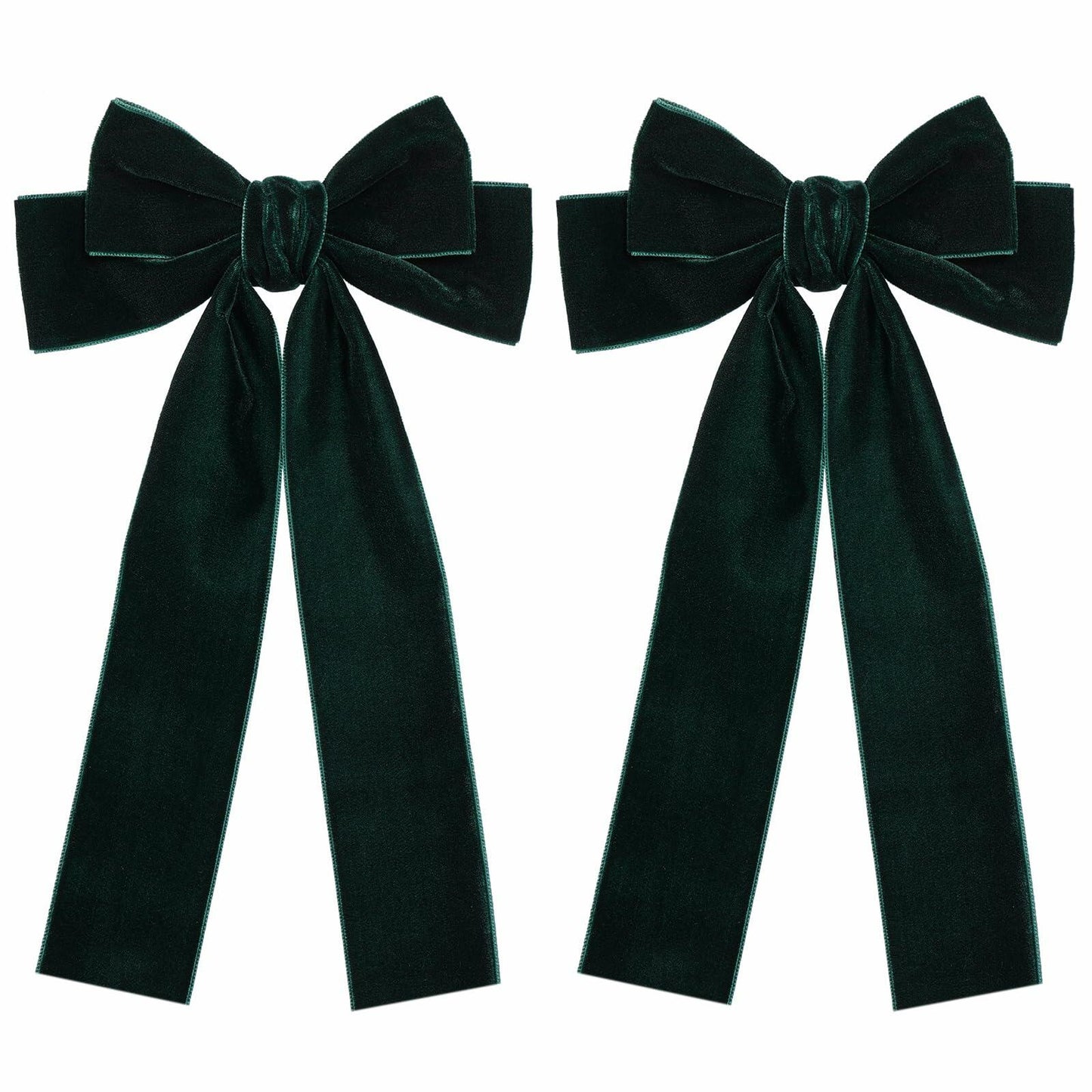 Miroksh Velvet Ribbon Hair Bows Clips Dark Green 2pcs 5.5 Inch