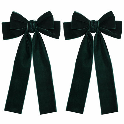 Miroksh Velvet Ribbon Hair Bows Clips Dark Green 2pcs 5.5 Inch