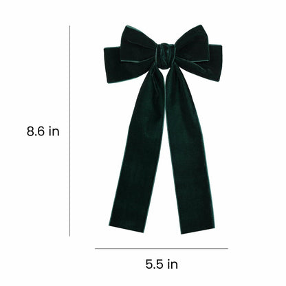 Miroksh Velvet Ribbon Hair Bows Clips Dark Green 2pcs 5.5 Inch