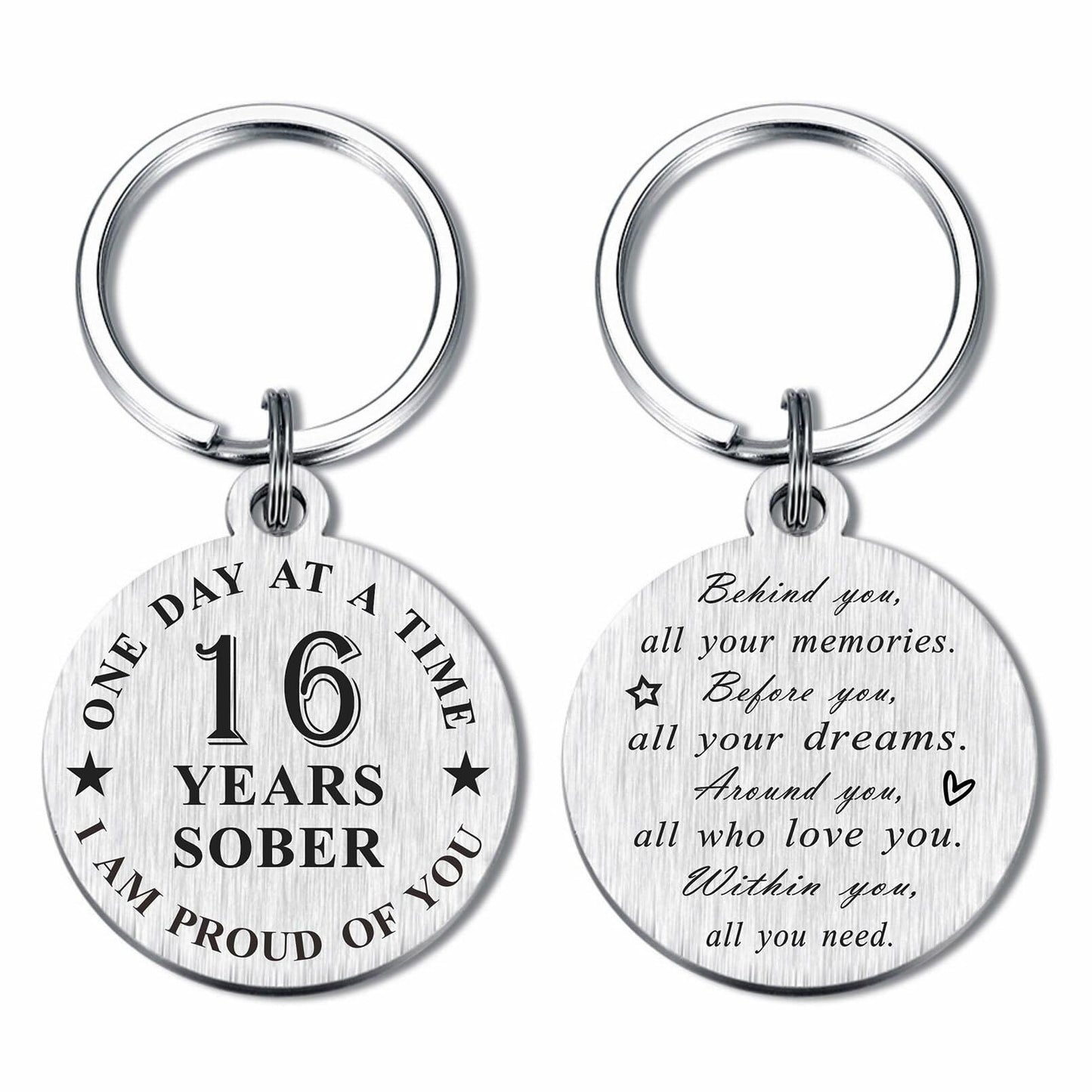 Alotozo 16 Year Sobriety Keychain AA Recovery Gift Men Women