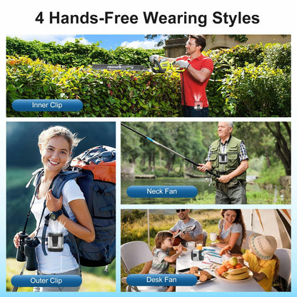 yiHuiya Portable Fan Under Shirt Waist Clip-On 4-Speed Rechargeable White