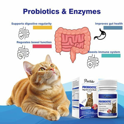 PetriTailor Probiotics for Cats Digestive Enzymes Prebiotics Gut Immune Support