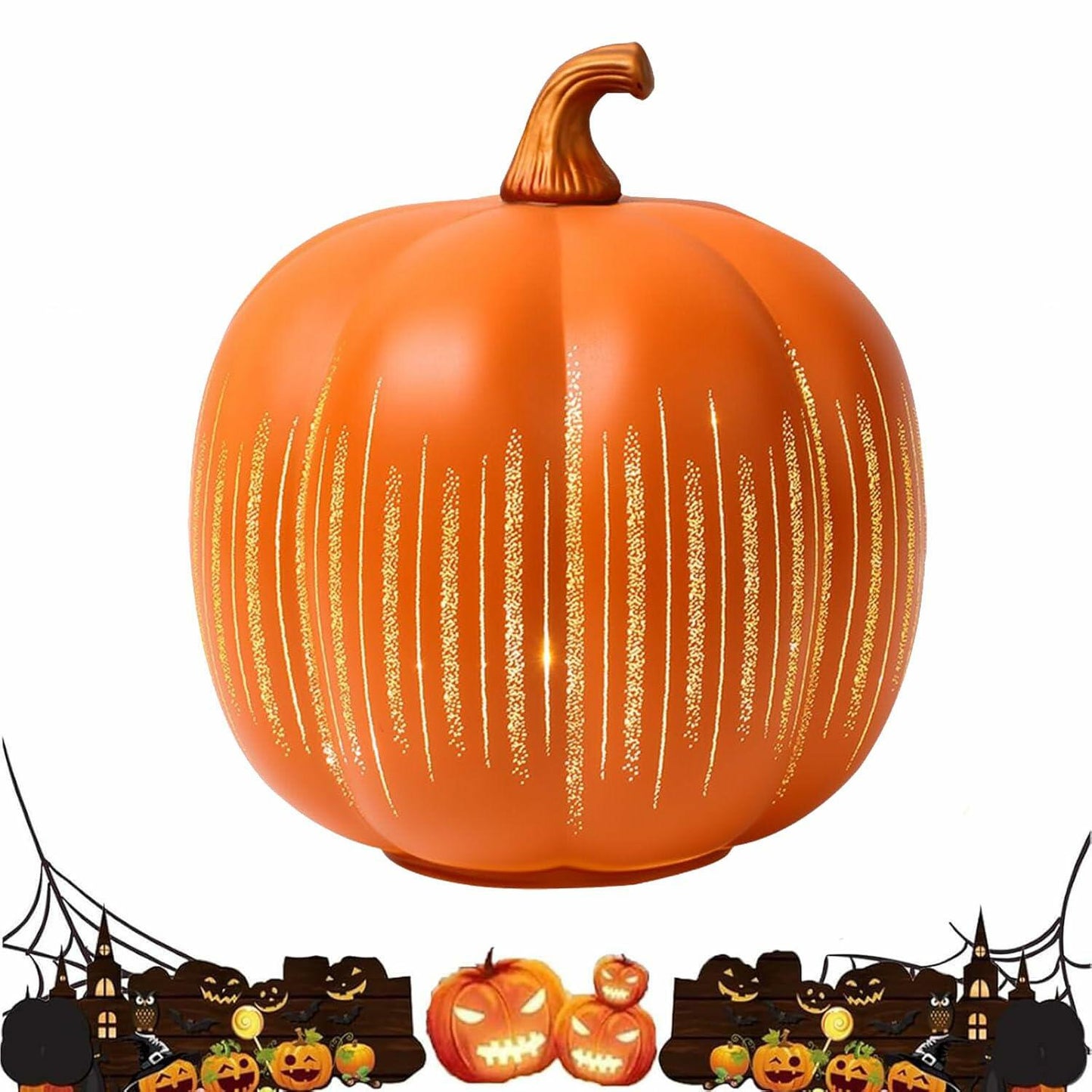 YCNASSS Thanksgiving Starry Night LED Pumpkin Lights Timer Orange Medium
