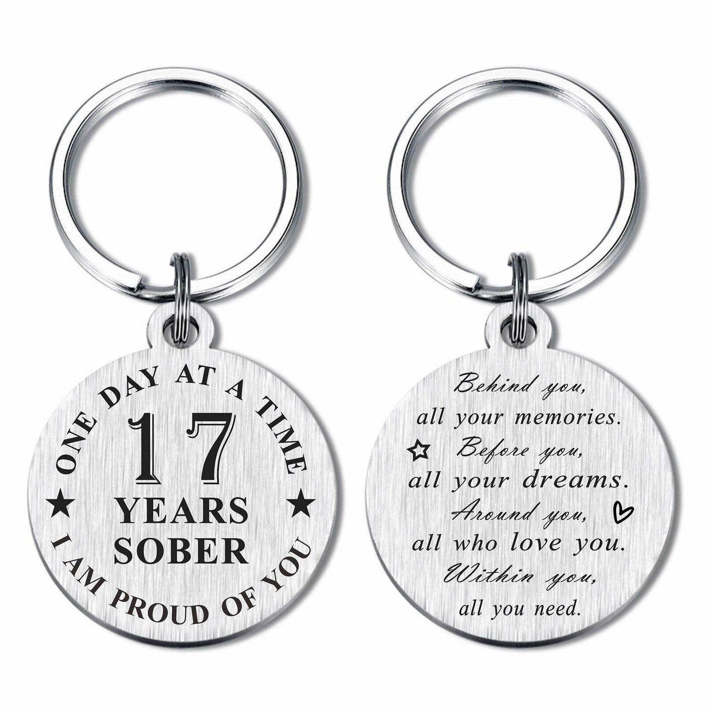 Alotozo 17 Year Sobriety Keychain AA Recovery Gift Men Women