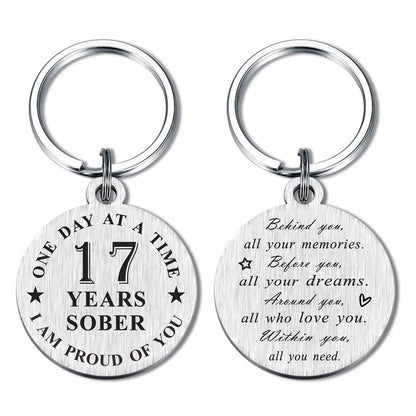 Alotozo 17 Year Sobriety Keychain AA Recovery Gift Men Women
