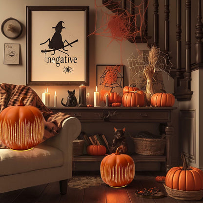 YCNASSS Thanksgiving Starry Night LED Pumpkin Lights Timer Orange Medium