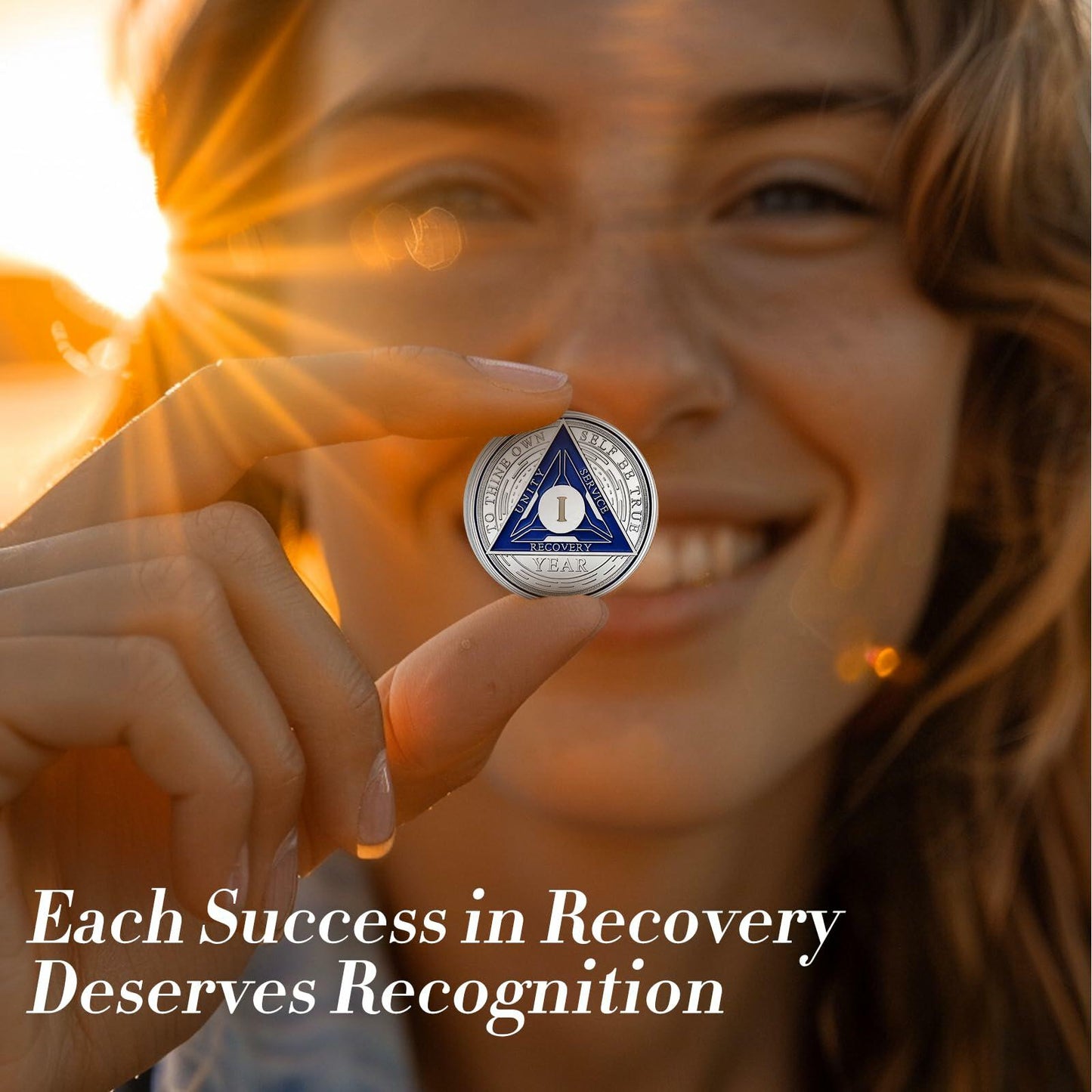 Recovery Triangle Sobriety Coin Silver Roman Numeral Size 1-40 NA AA