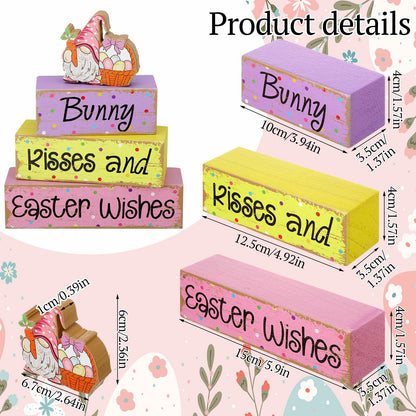 Chunful 4 Pcs Christmas Table Decor Wooden Winter Rustic Xmas Block Signs