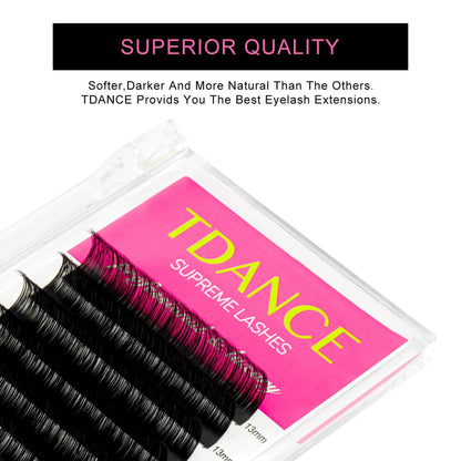 TDANCE Lash Extension Matte Black Curl D 0.15mm Thickness 19mm Size