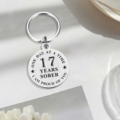 Alotozo 17 Year Sobriety Keychain AA Recovery Gift Men Women
