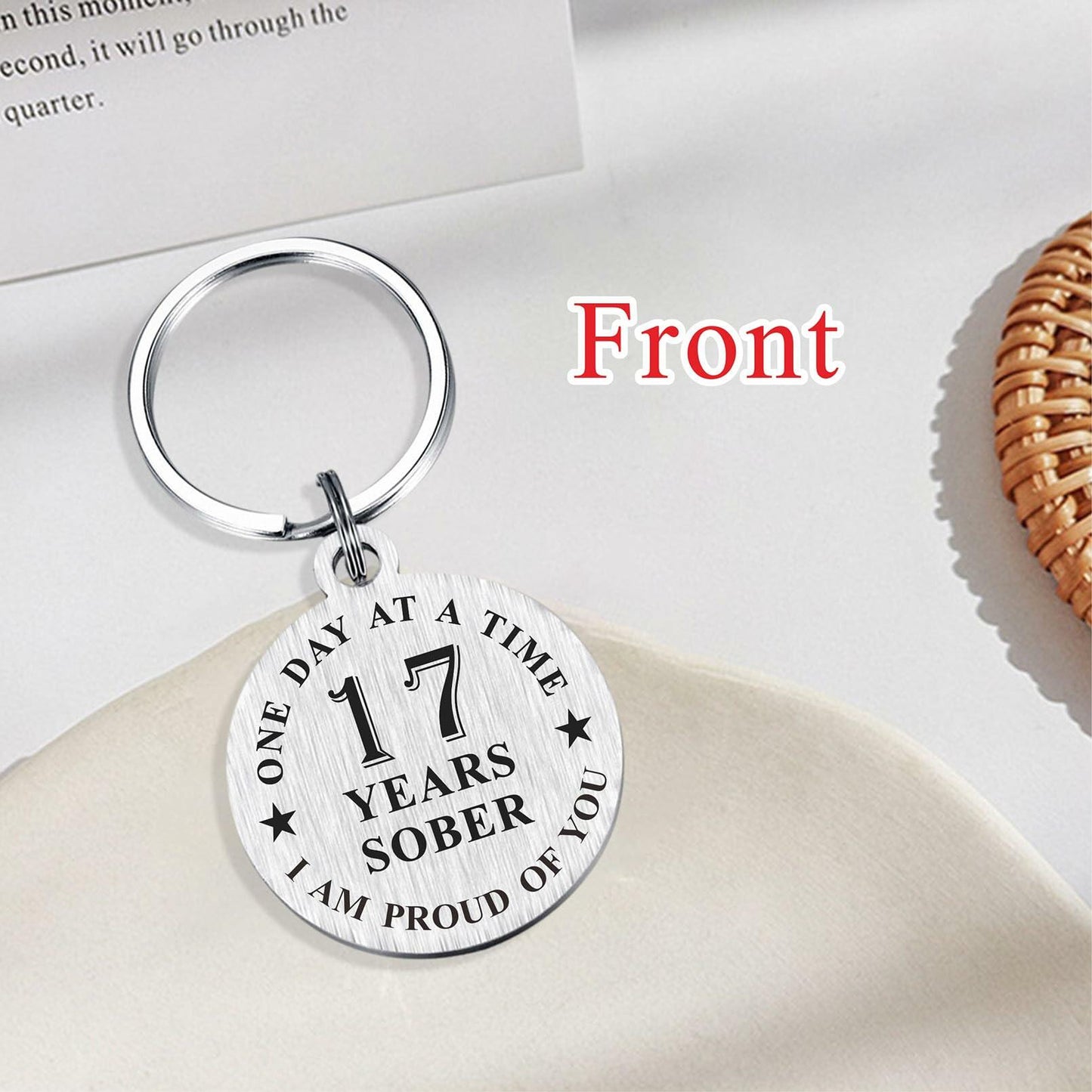 Alotozo 17 Year Sobriety Keychain AA Recovery Gift Men Women