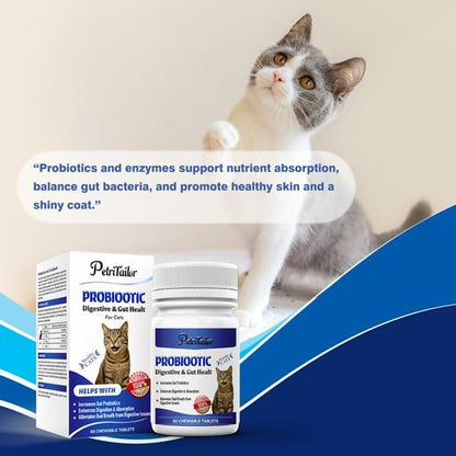 PetriTailor Probiotics for Cats Digestive Enzymes Prebiotics Gut Immune Support