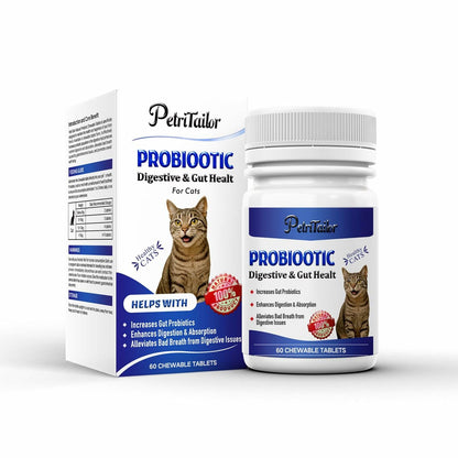 PetriTailor Probiotics for Cats Digestive Enzymes Prebiotics Gut Immune Support