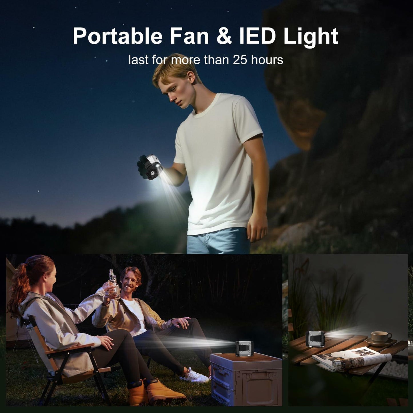 yiHuiya Portable Fan Under Shirt Waist Clip-On 4-Speed Rechargeable White