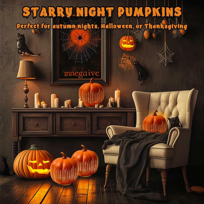 YCNASSS Thanksgiving Starry Night LED Pumpkin Lights Timer Orange Medium