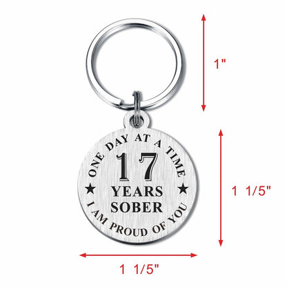 Alotozo 17 Year Sobriety Keychain AA Recovery Gift Men Women