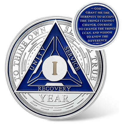 Recovery Triangle Sobriety Coin Silver Roman Numeral Size 1-40 NA AA