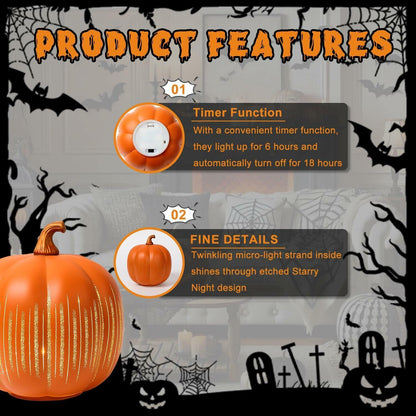 YCNASSS Thanksgiving Starry Night LED Pumpkin Lights Timer Orange Medium