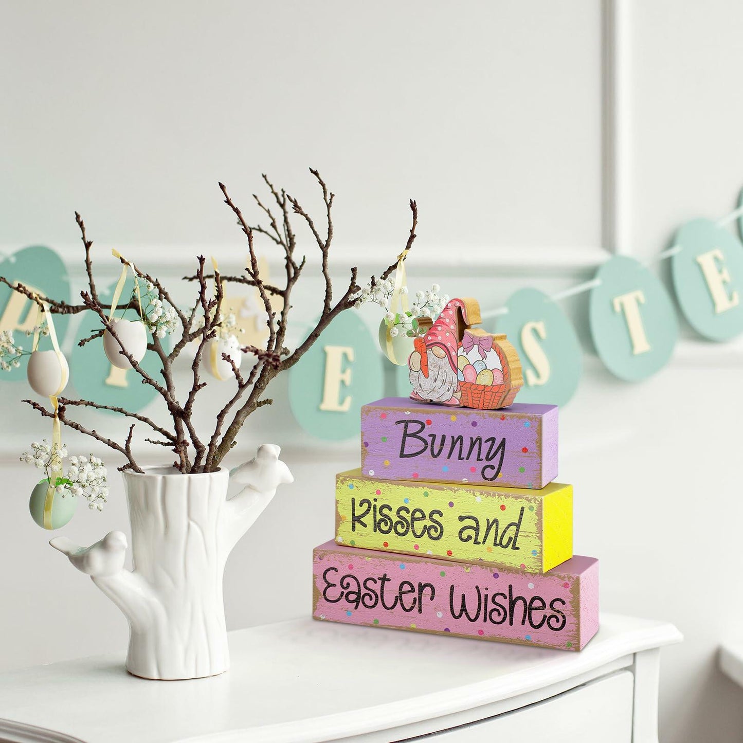 Chunful 4 Pcs Christmas Table Decor Wooden Winter Rustic Xmas Block Signs