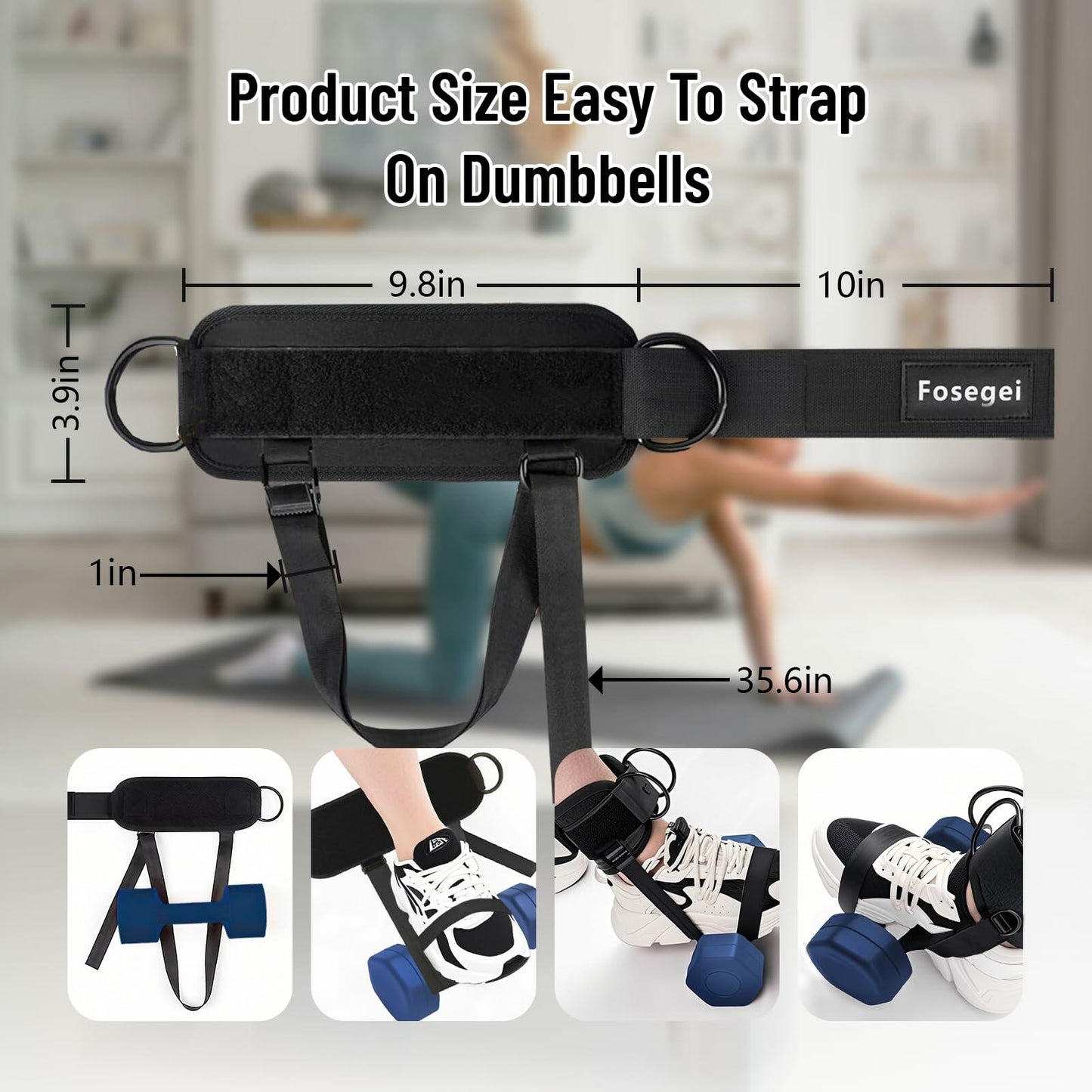 Fosegei Monkey Foot Ankle Straps Dumbbell Cable Machine Black Single