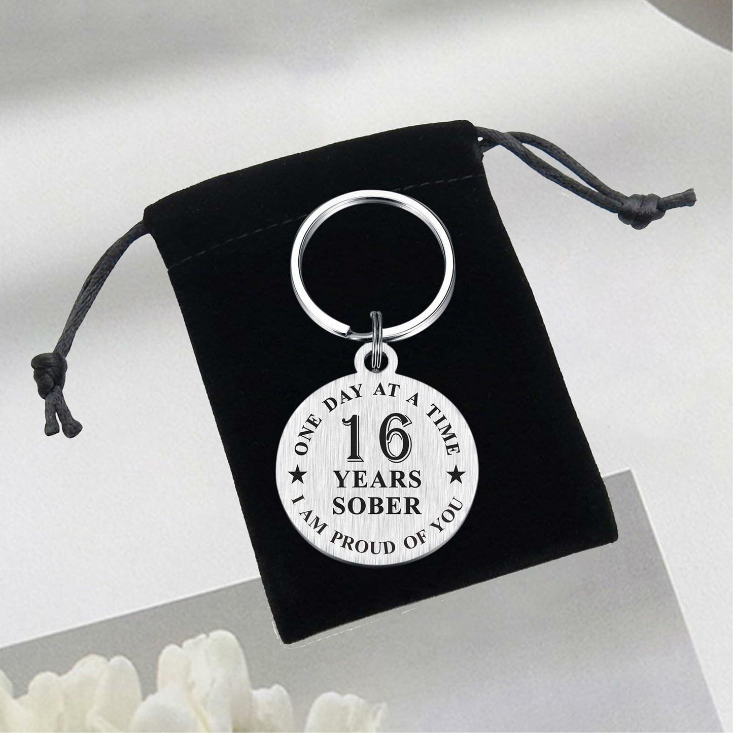 Alotozo 16 Year Sobriety Keychain AA Recovery Gift Men Women