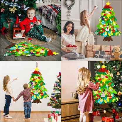 EMPOF Felt Christmas Tree 3.3ft DIY Set with Snowflake Lights & 32 Ornaments