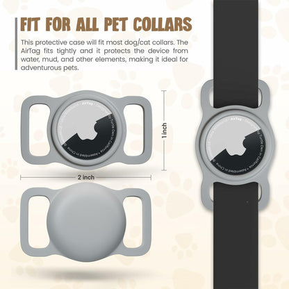 Turtle Den Airtag Dog Collar Holder Waterproof Rubber 2 Pack White