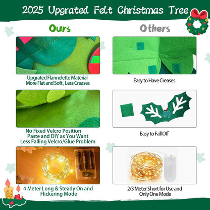 EMPOF Felt Christmas Tree 3.3ft DIY Set with Snowflake Lights & 32 Ornaments