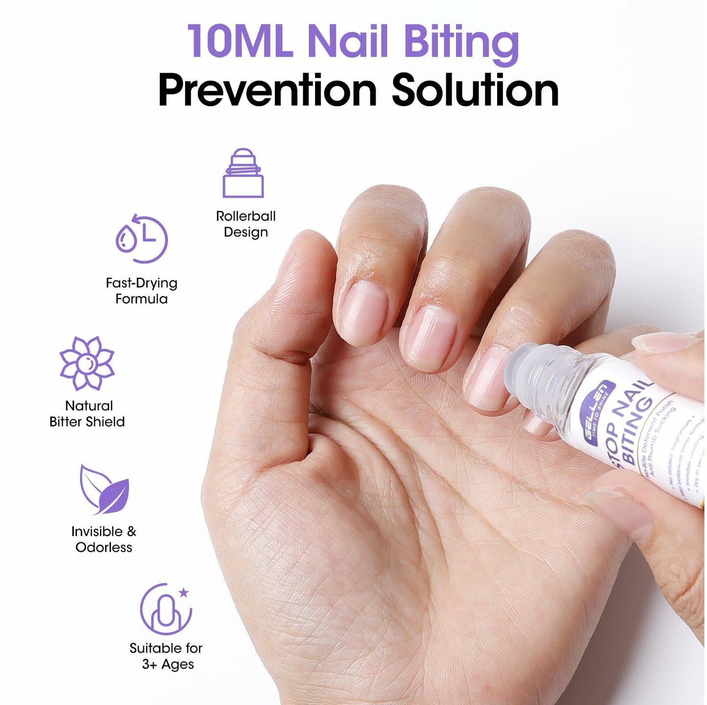 GELLEN Nail Biting Treatment Roll-On 10ml Quick Dry Water-Resistant