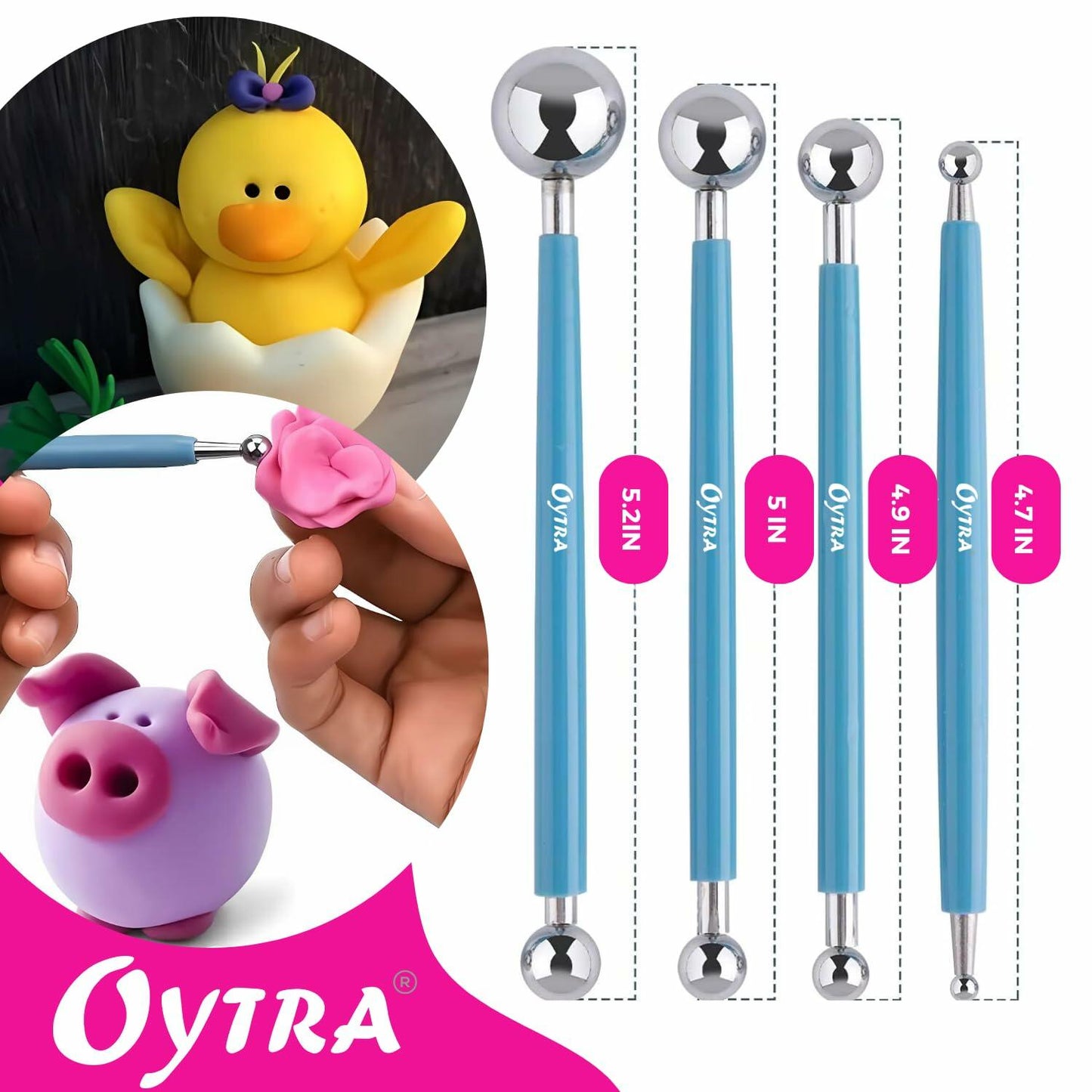 Oytra Dotting Tool Set 9 Pcs Embossing Stylus for Clay Pottery Ceramic