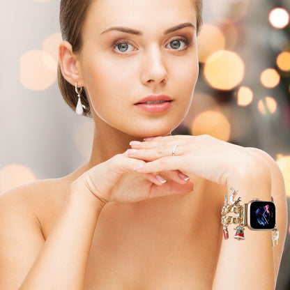 REALSIGN Metal Apple Watch Band Cuban Chain Christmas Bell Gold 42-45mm