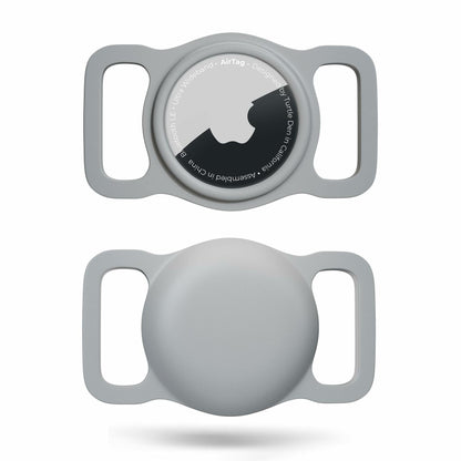 Turtle Den Airtag Dog Collar Holder Waterproof Rubber 2 Pack White