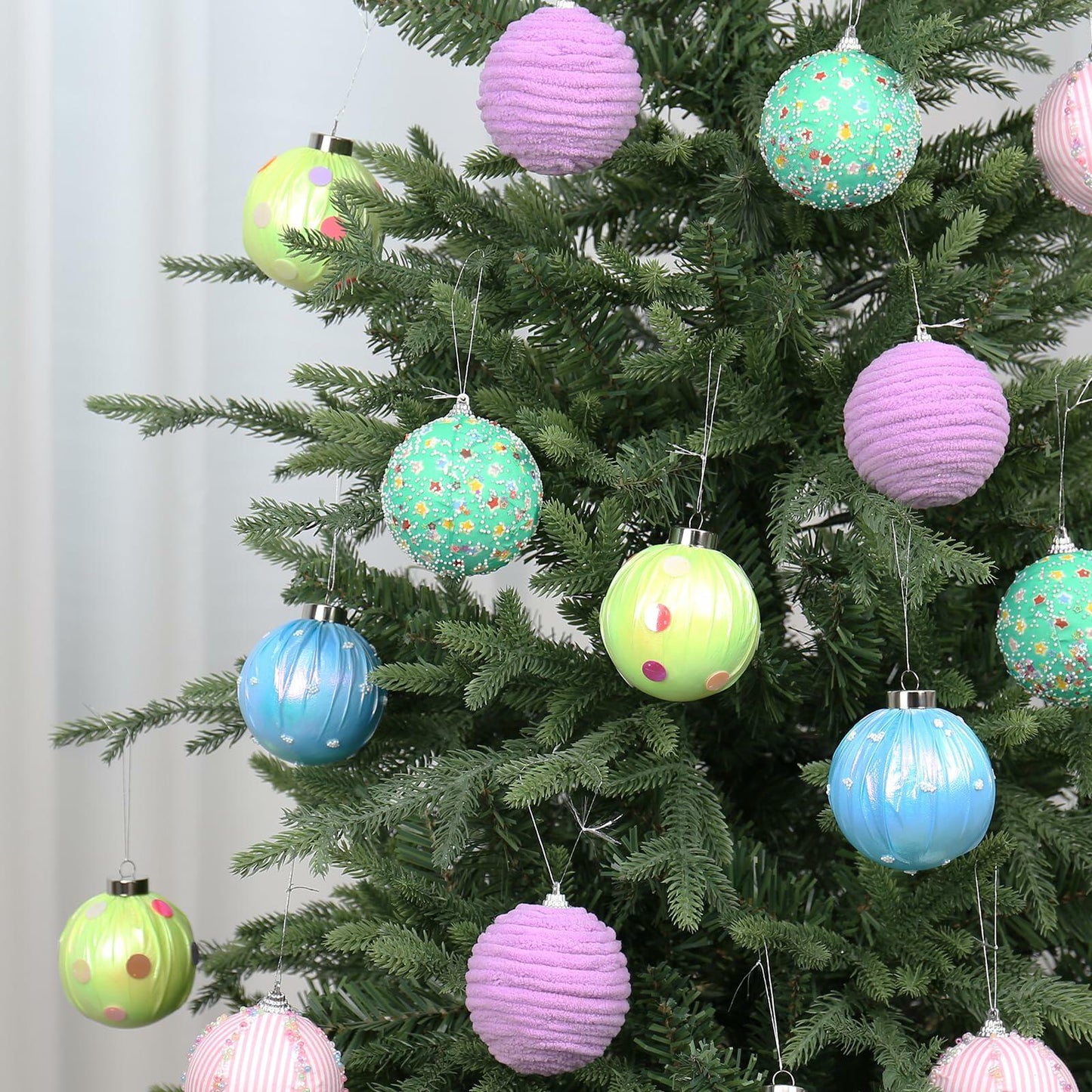 SY Super Bang 15PCS Christmas Ornaments Set 8CM Macaroon Colorful Plastic