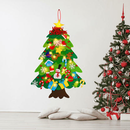 EMPOF Felt Christmas Tree 3.3ft DIY Set with Snowflake Lights & 32 Ornaments