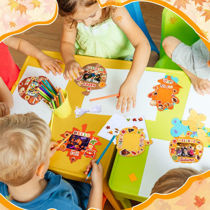 Memorywuu 36 Sets Thanksgiving DIY Crafts Kit Fall Photo Frames Pumpkin Leaf