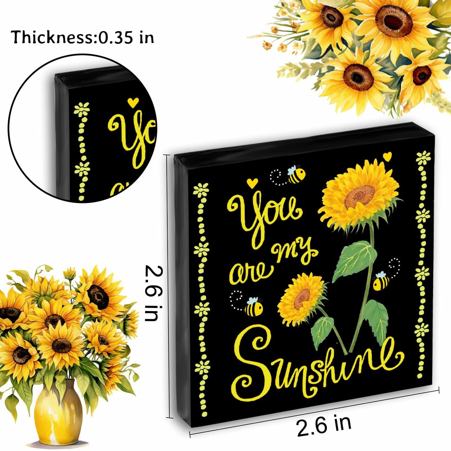 Crizaor You Are My Sunshine Inspirational Acrylic Keychain Black