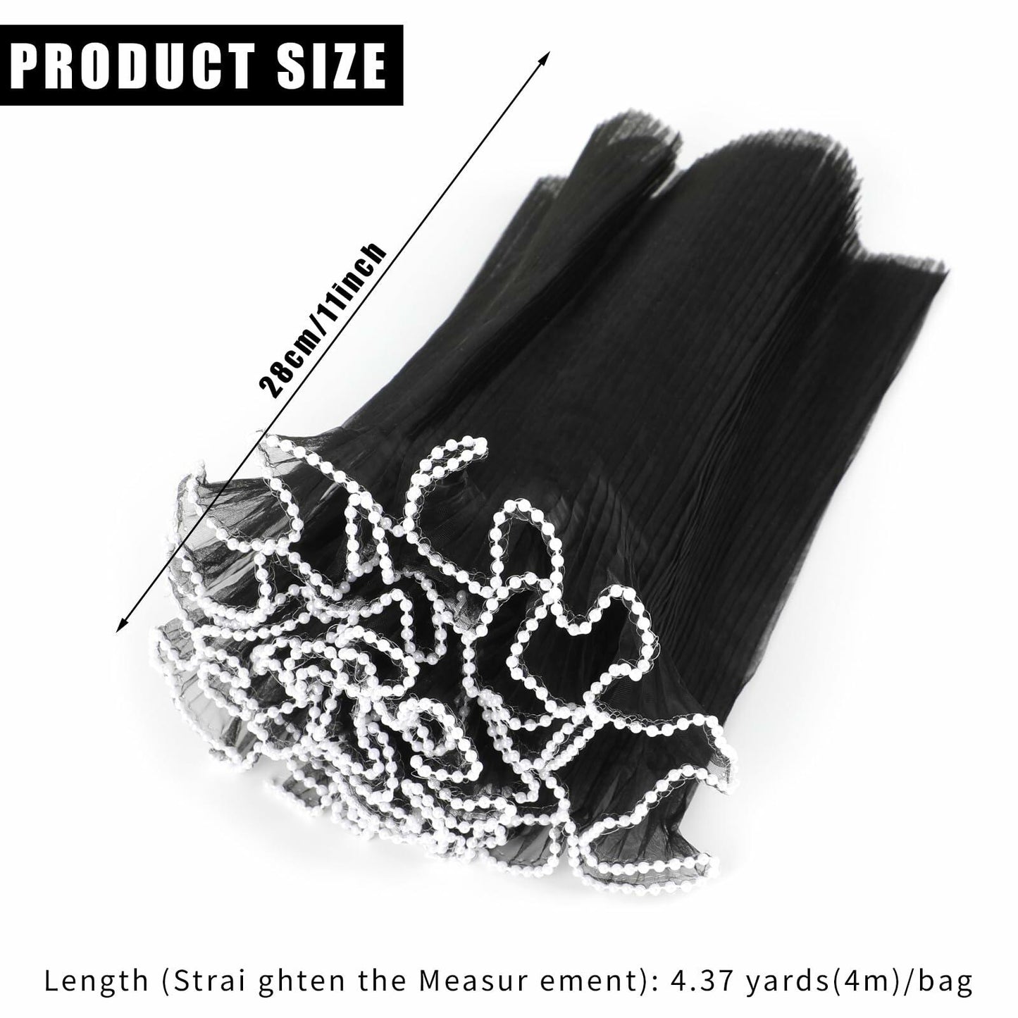 CCINEE 4.37 Yards Black Pearl Wrinkled Flower Wrapping Mesh Paper Wedding