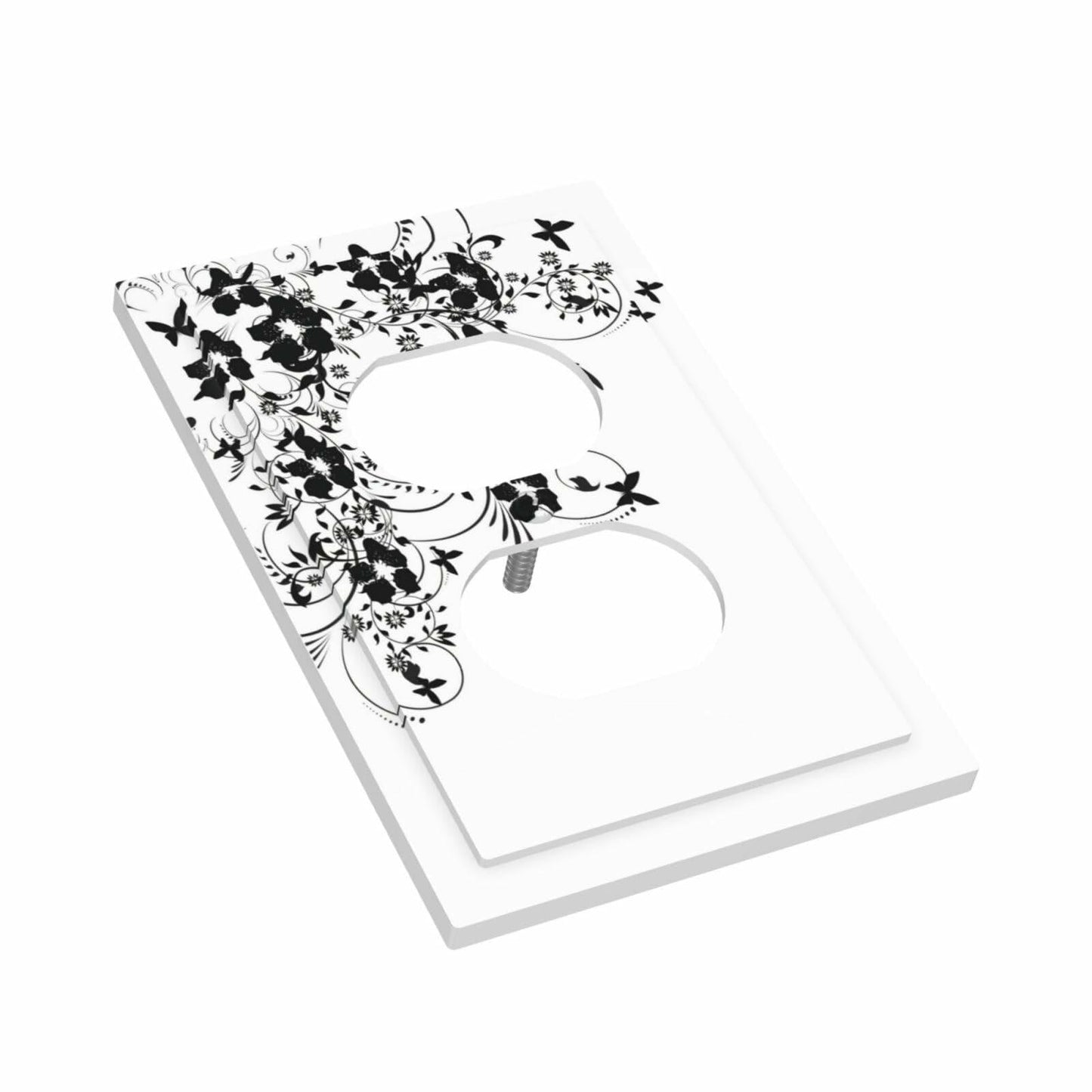 sptvan Black Flower Butterfly 1 Gang Duplex Wall Plate Outlet Cover 5x3 IN