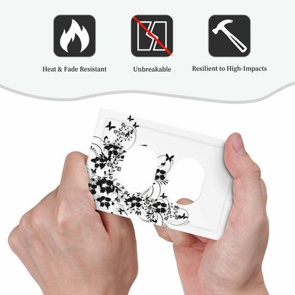 sptvan Black Flower Butterfly 1 Gang Duplex Wall Plate Outlet Cover 5x3 IN