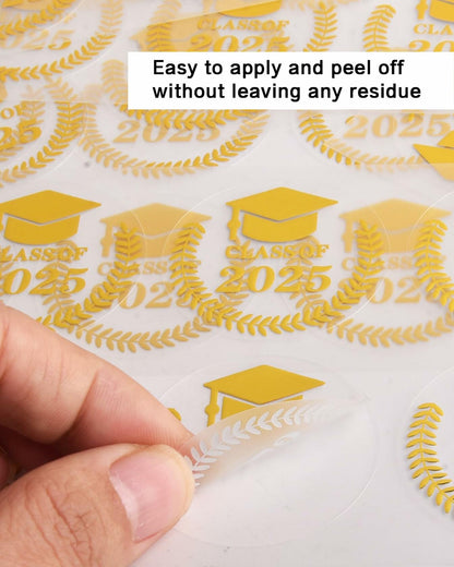 Lollutdotu 100PCS Graduation Stickers Class of 2025 Gold Foil Seals 1.6 inch