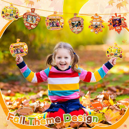 Memorywuu 36 Sets Thanksgiving DIY Crafts Kit Fall Photo Frames Pumpkin Leaf