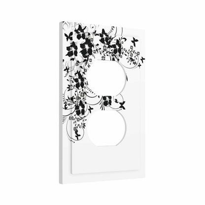 sptvan Black Flower Butterfly 1 Gang Duplex Wall Plate Outlet Cover 5x3 IN