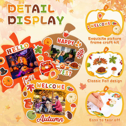Memorywuu 36 Sets Thanksgiving DIY Crafts Kit Fall Photo Frames Pumpkin Leaf