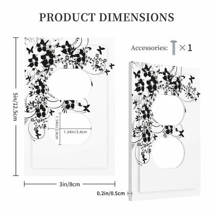 sptvan Black Flower Butterfly 1 Gang Duplex Wall Plate Outlet Cover 5x3 IN